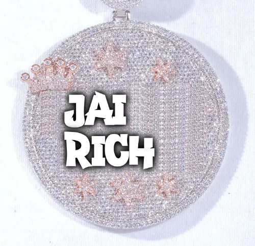 CUSTOM LETTER NECKLACE 3D BIG CROWN DISC sold by The GUU Shop