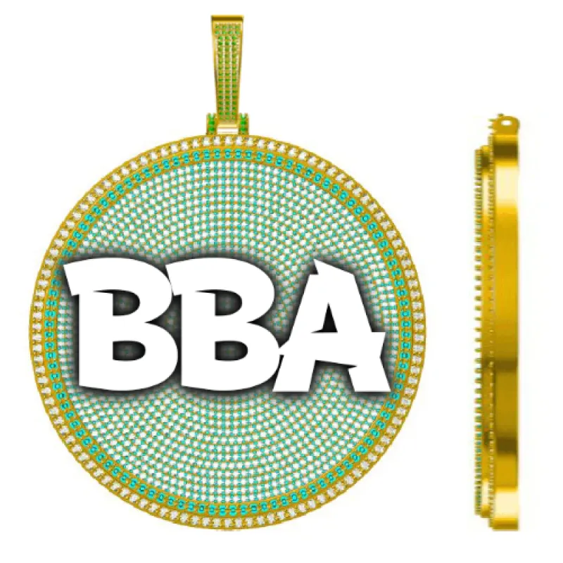 CUSTOM LETTER NECKLACE 3D BIG DISC sold by The GUU Shop