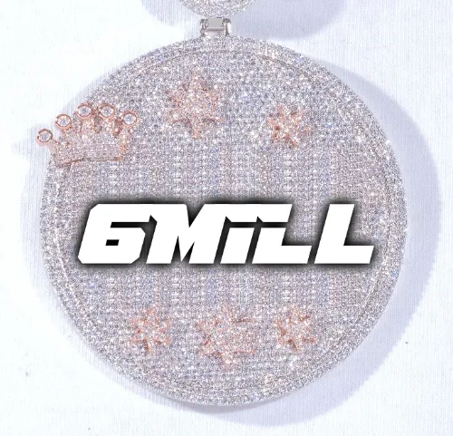 CUSTOM LETTER NECKLACE 3D BIG CROWN DISC sold by The GUU Shop