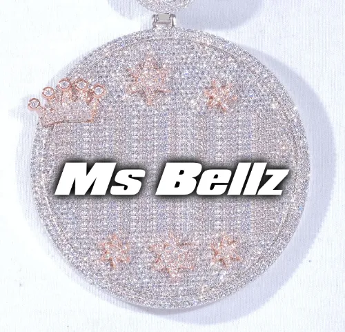 CUSTOM LETTER NECKLACE 3D BIG CROWN DISC sold by The GUU Shop