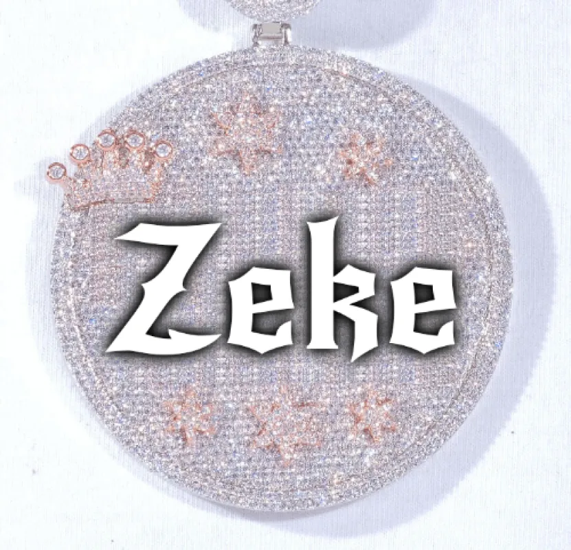 CUSTOM LETTER NECKLACE 3D BIG CROWN DISC sold by The GUU Shop