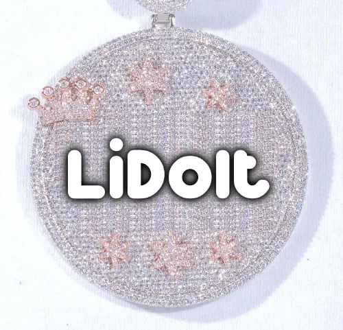 CUSTOM LETTER NECKLACE 3D BIG CROWN DISC sold by The GUU Shop