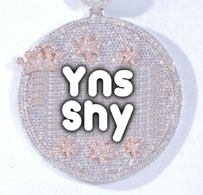 CUSTOM LETTER NECKLACE 3D BIG CROWN DISC sold by The GUU Shop