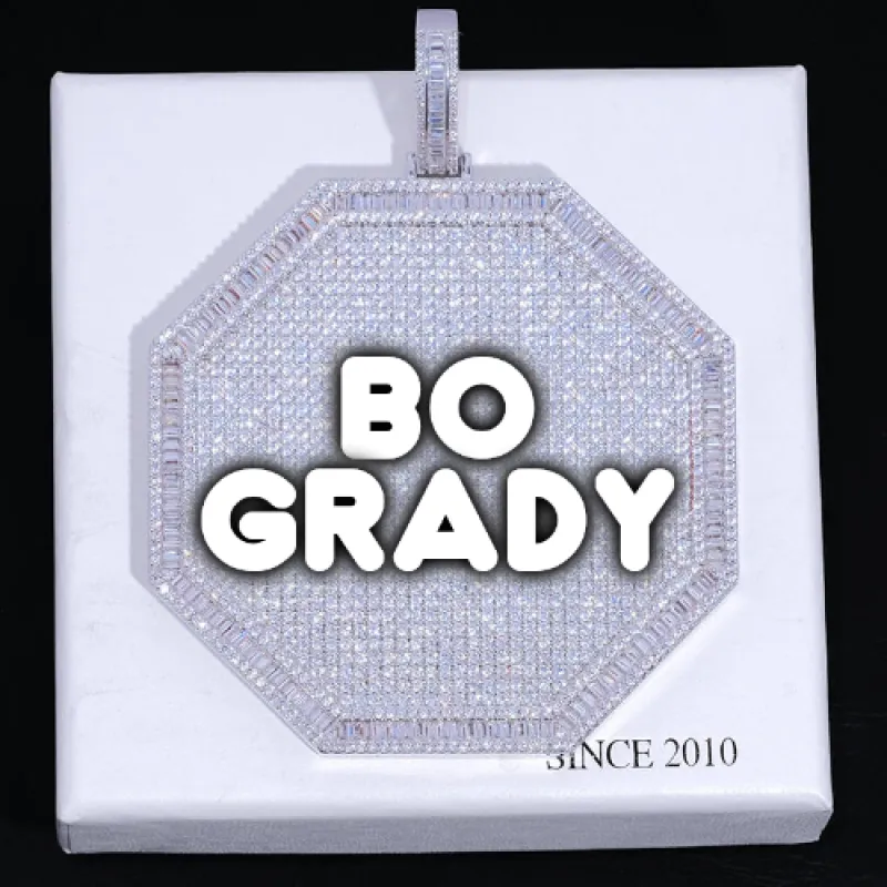 CUSTOM LETTER NECKLACE 3D BIG OCTAGON sold by The GUU Shop