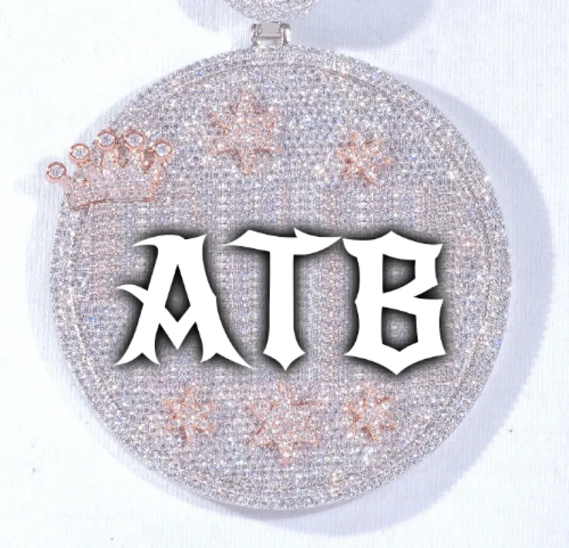 CUSTOM LETTER NECKLACE 3D BIG CROWN DISC sold by The GUU Shop