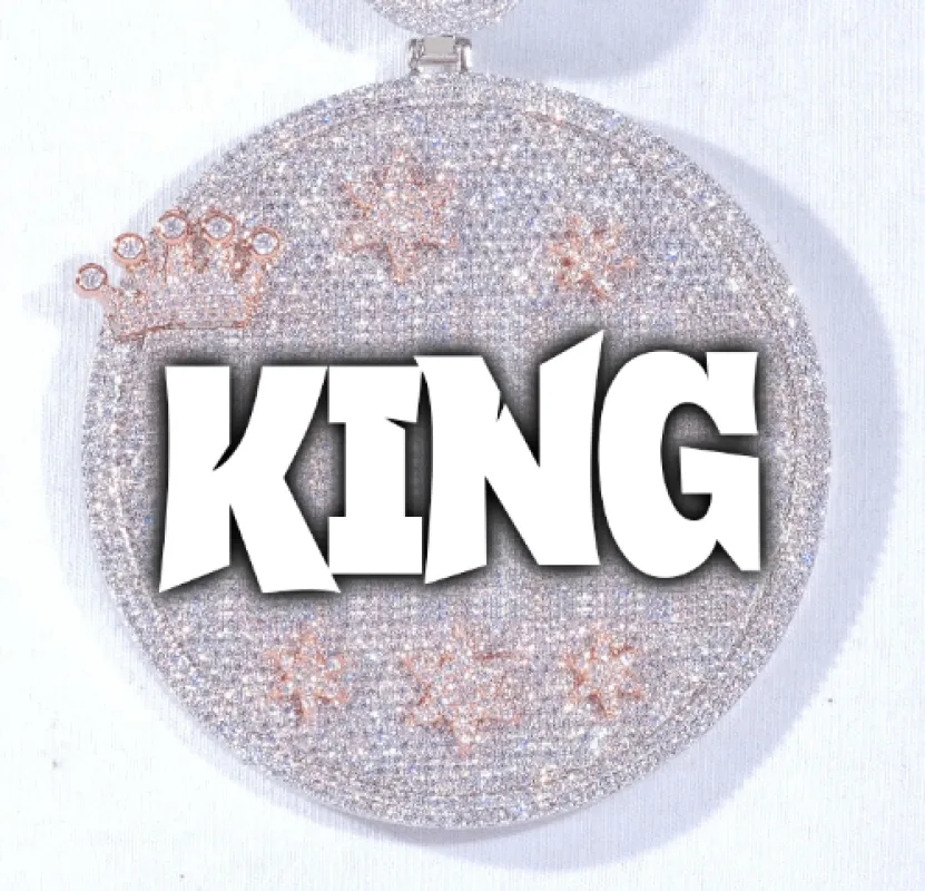 CUSTOM LETTER NECKLACE 3D BIG CROWN DISC sold by The GUU Shop