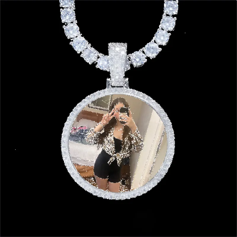 925S & VVS Moissanite 3D Circle Custom Picture Pendant sold by The GUU Shop