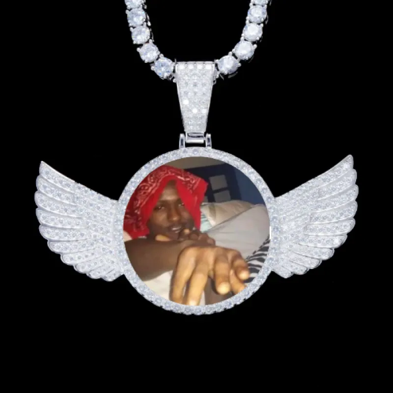 925S & VVS Moissanite 3D Wing Custom Picture Pendant sold by The GUU Shop