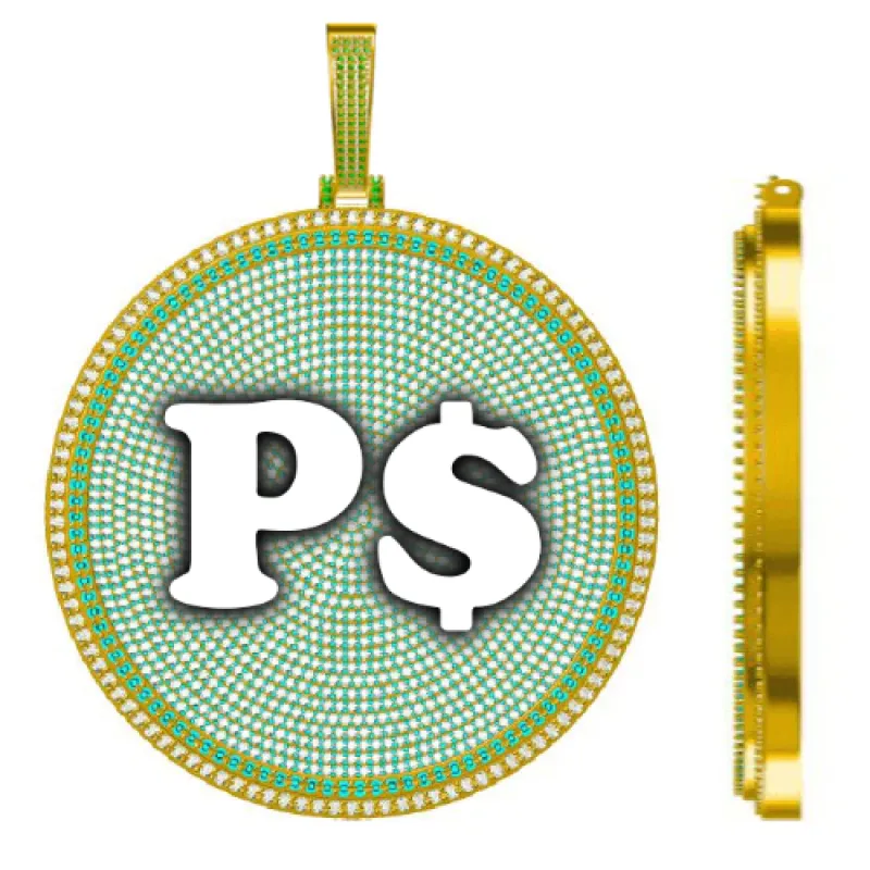 CUSTOM LETTER NECKLACE 3D BIG DISC sold by The GUU Shop