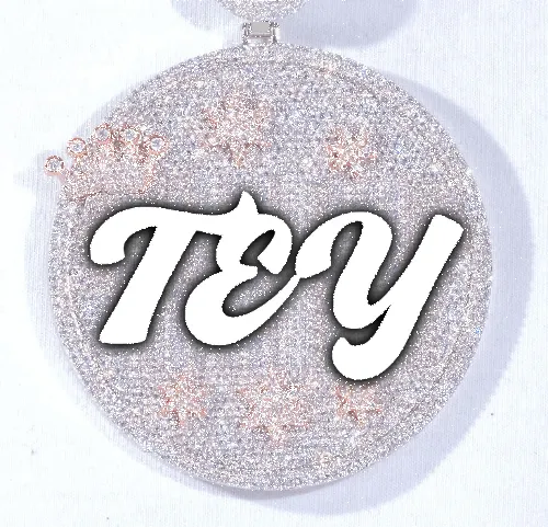 CUSTOM LETTER NECKLACE 3D BIG CROWN DISC sold by The GUU Shop