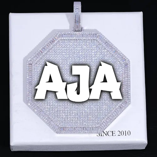 CUSTOM LETTER NECKLACE 3D BIG OCTAGON sold by The GUU Shop