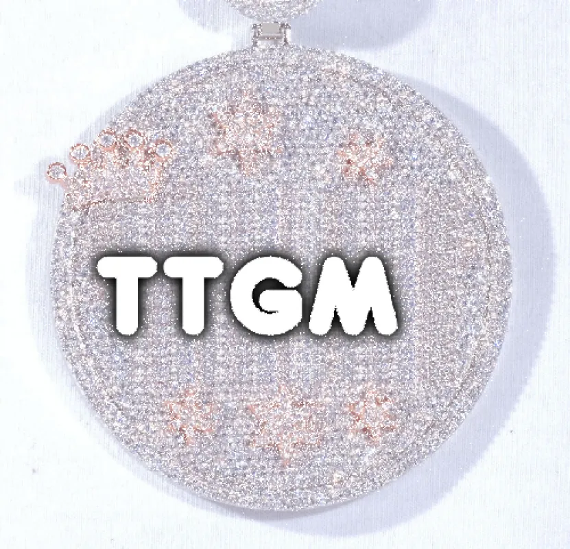 CUSTOM LETTER NECKLACE 3D BIG CROWN DISC sold by The GUU Shop