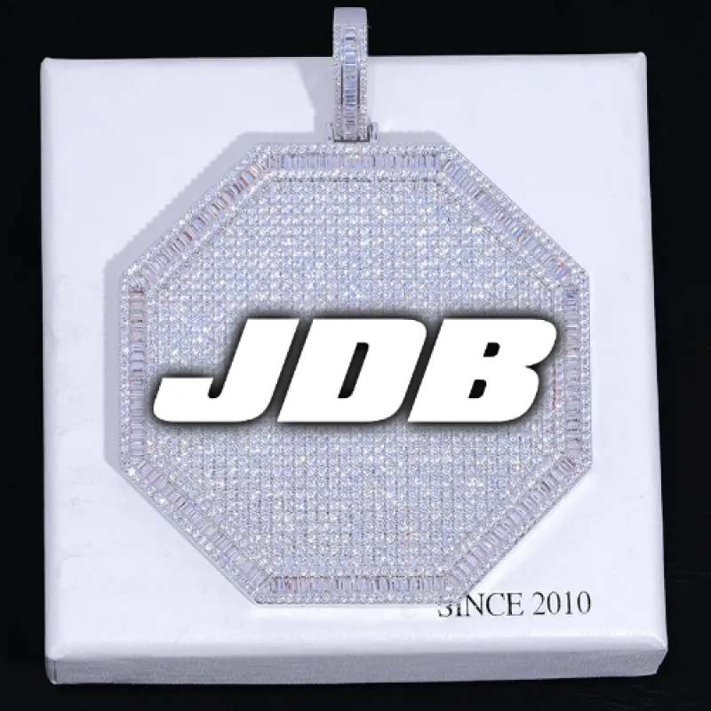 CUSTOM LETTER NECKLACE 3D BIG OCTAGON sold by The GUU Shop