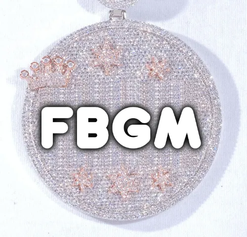 CUSTOM LETTER NECKLACE 3D BIG CROWN DISC sold by The GUU Shop