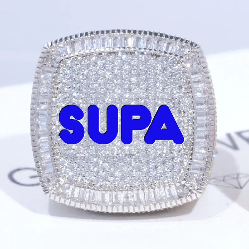 CUSTOM LETTER 3D ICED RING sold by The GUU Shop