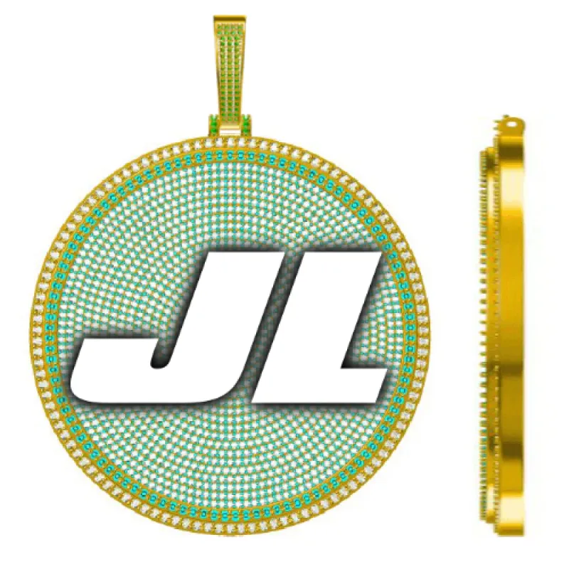 CUSTOM LETTER NECKLACE 3D BIG DISC sold by The GUU Shop