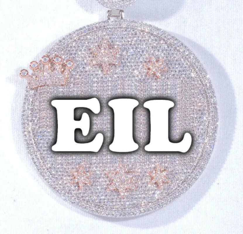 CUSTOM LETTER NECKLACE 3D BIG CROWN DISC sold by The GUU Shop