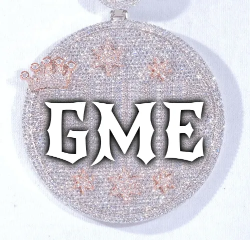 CUSTOM LETTER NECKLACE 3D BIG CROWN DISC sold by The GUU Shop