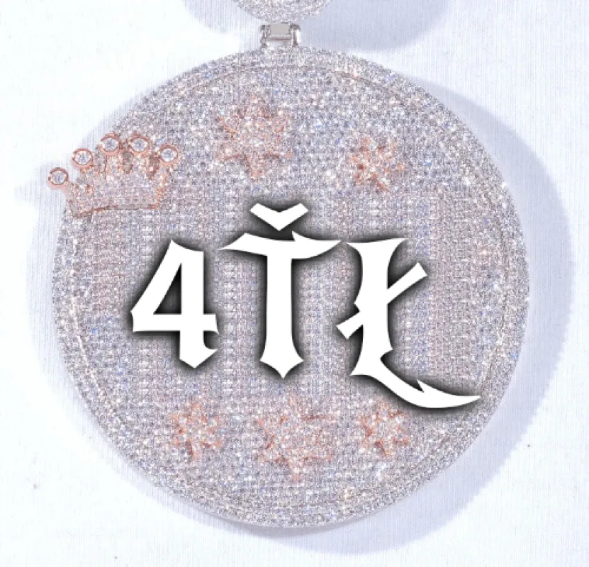 CUSTOM LETTER NECKLACE 3D BIG CROWN DISC sold by The GUU Shop