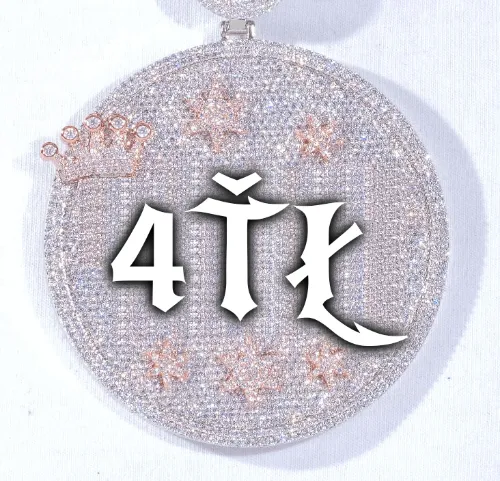 CUSTOM LETTER NECKLACE 3D BIG CROWN DISC sold by The GUU Shop