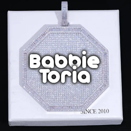 CUSTOM LETTER NECKLACE 3D BIG OCTAGON sold by The GUU Shop