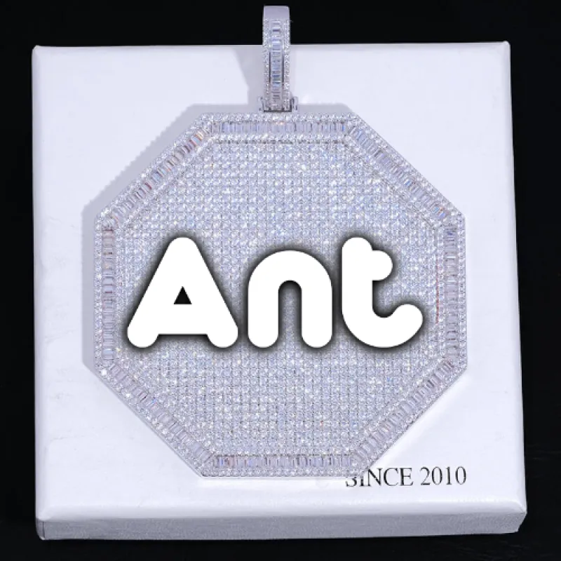 CUSTOM LETTER NECKLACE 3D BIG OCTAGON sold by The GUU Shop