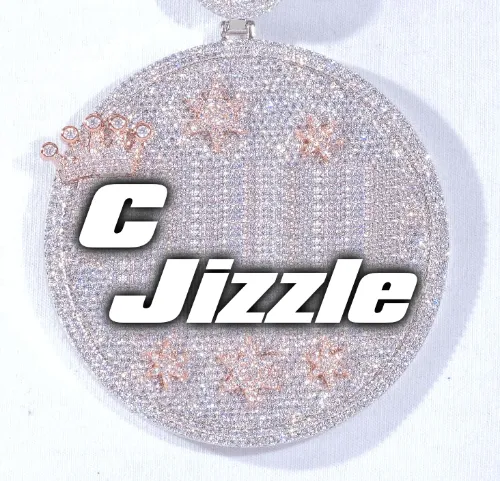 CUSTOM LETTER NECKLACE 3D BIG CROWN DISC sold by The GUU Shop