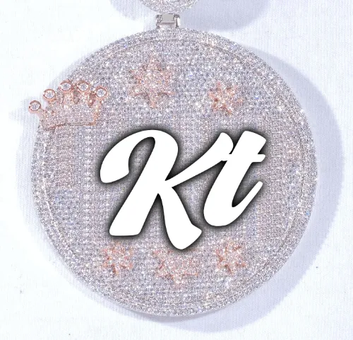 CUSTOM LETTER NECKLACE 3D BIG CROWN DISC sold by The GUU Shop