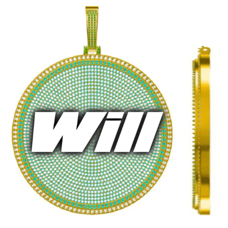 CUSTOM LETTER NECKLACE 3D BIG DISC sold by The GUU Shop