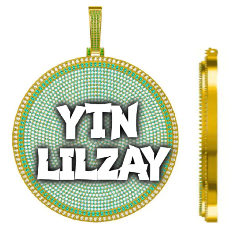 CUSTOM LETTER NECKLACE 3D BIG DISC sold by The GUU Shop