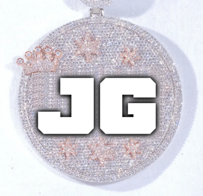 CUSTOM LETTER NECKLACE 3D BIG CROWN DISC sold by The GUU Shop