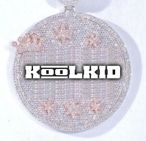 CUSTOM LETTER NECKLACE 3D BIG CROWN DISC sold by The GUU Shop