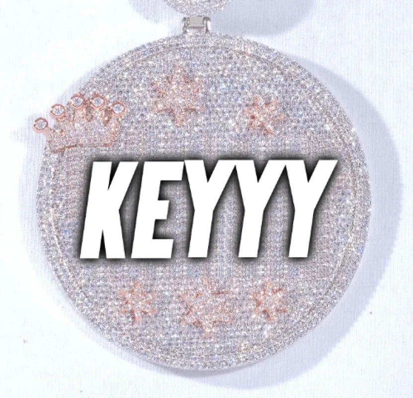 CUSTOM LETTER NECKLACE 3D BIG CROWN DISC sold by The GUU Shop