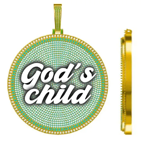 CUSTOM LETTER NECKLACE 3D BIG DISC sold by The GUU Shop