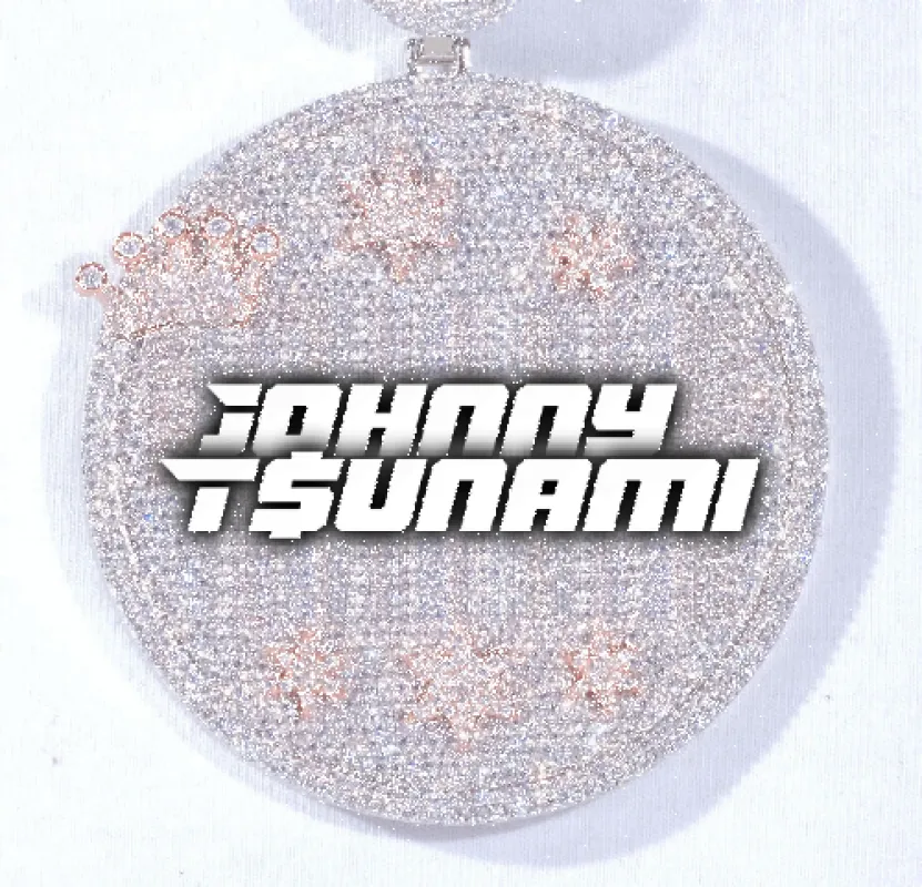 CUSTOM LETTER NECKLACE 3D BIG CROWN DISC sold by The GUU Shop