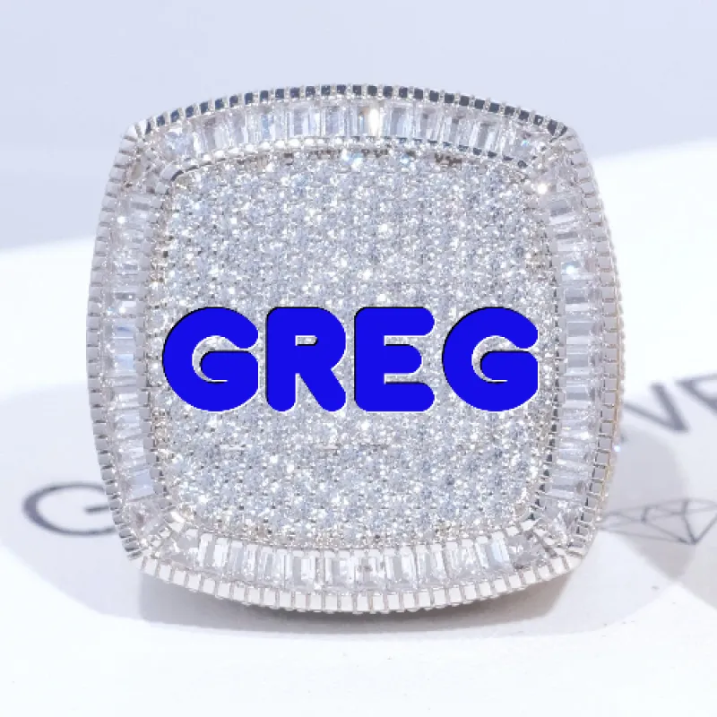 CUSTOM LETTER 3D ICED RING sold by The GUU Shop