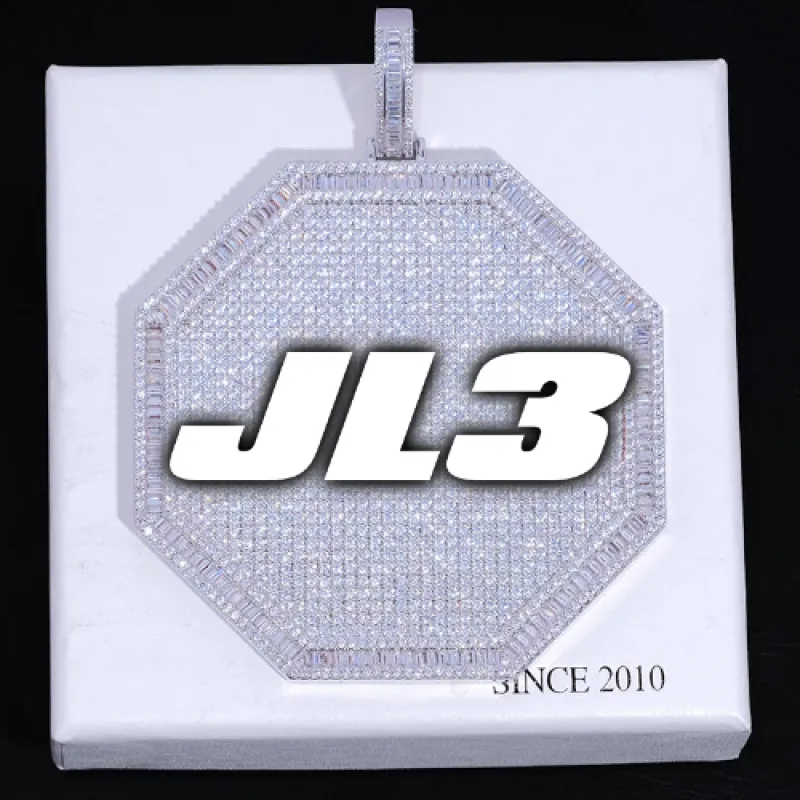 CUSTOM LETTER NECKLACE 3D BIG OCTAGON sold by The GUU Shop