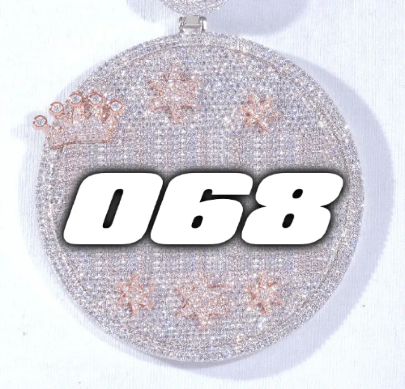 CUSTOM LETTER NECKLACE 3D BIG CROWN DISC sold by The GUU Shop