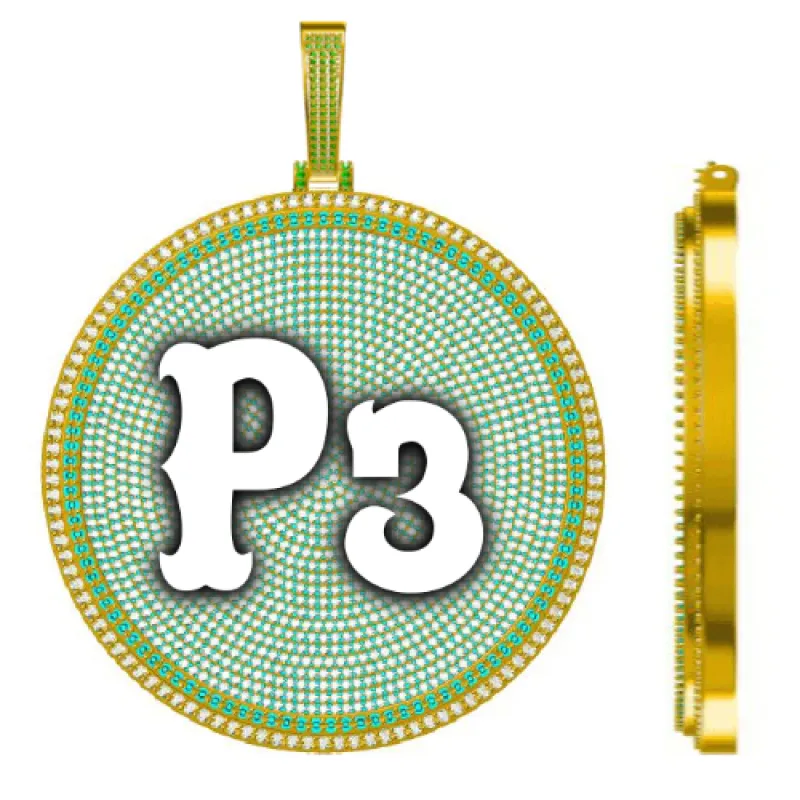 CUSTOM LETTER NECKLACE 3D BIG DISC sold by The GUU Shop