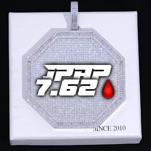 CUSTOM LETTER NECKLACE 3D BIG OCTAGON sold by The GUU Shop