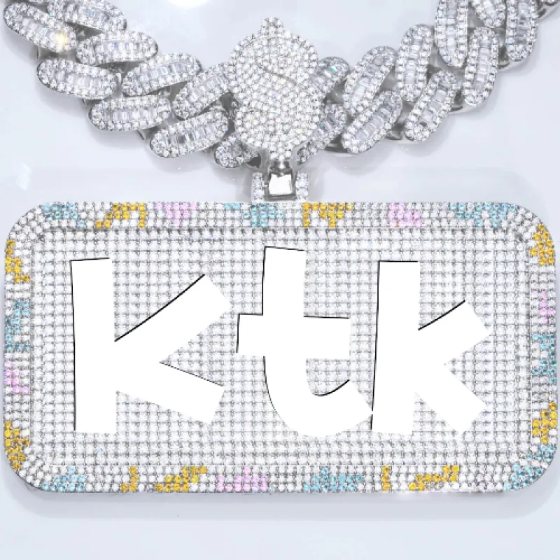 CUSTOM LETTER NECKLACE 3D COLORFUL SQUARE sold by The GUU Shop