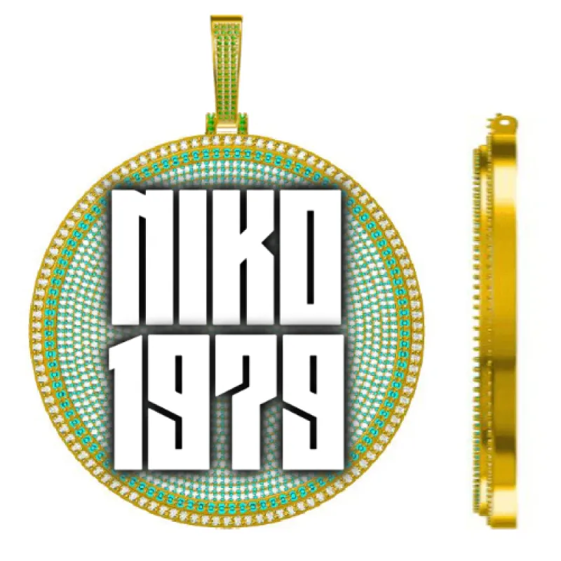 CUSTOM LETTER NECKLACE 3D BIG DISC sold by The GUU Shop