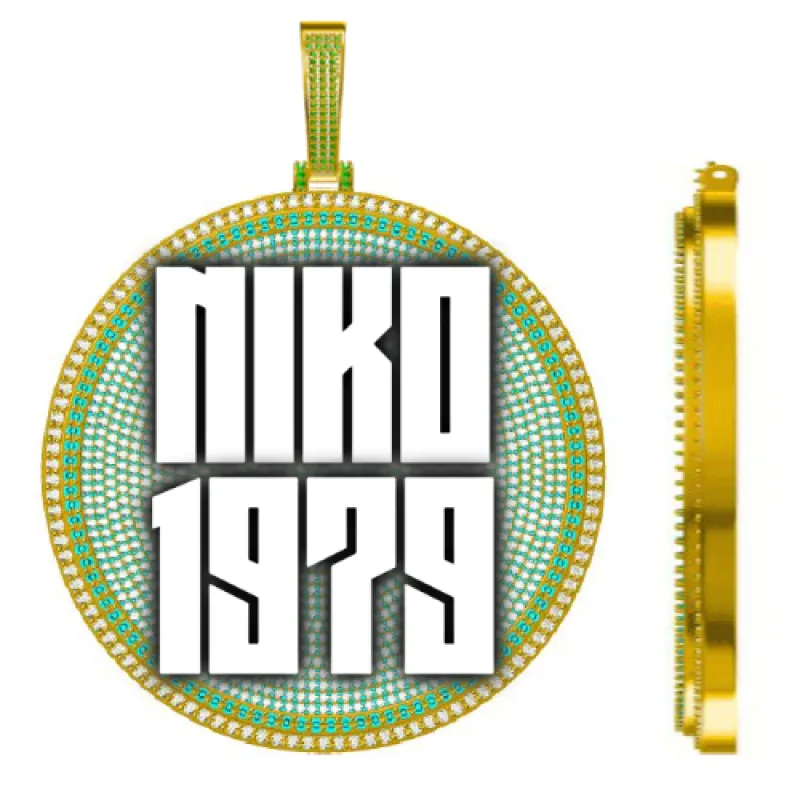 CUSTOM LETTER NECKLACE 3D BIG DISC sold by The GUU Shop