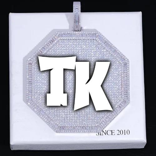 CUSTOM LETTER NECKLACE 3D BIG OCTAGON sold by The GUU Shop