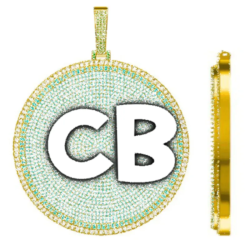 CUSTOM LETTER NECKLACE 3D BIG DISC sold by The GUU Shop