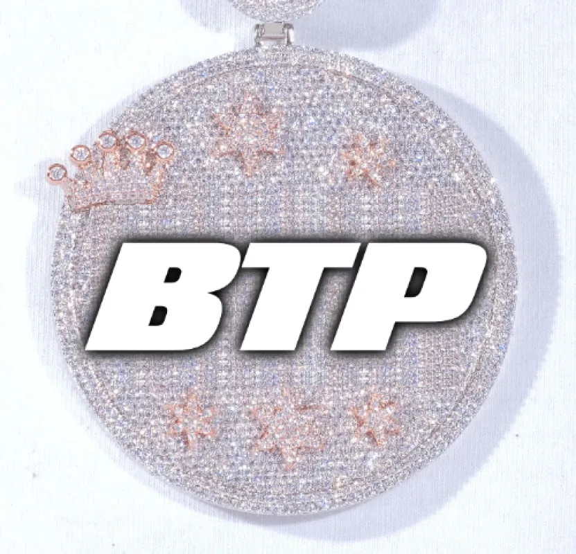 CUSTOM LETTER NECKLACE 3D BIG CROWN DISC sold by The GUU Shop