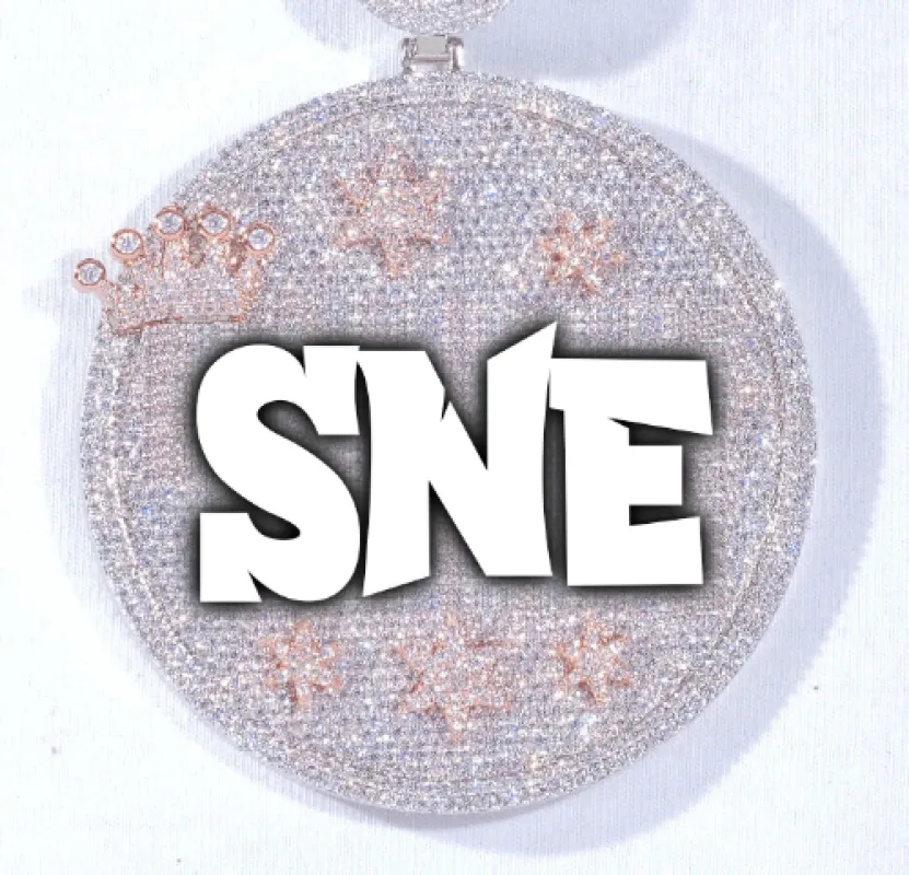 CUSTOM LETTER NECKLACE 3D BIG CROWN DISC sold by The GUU Shop