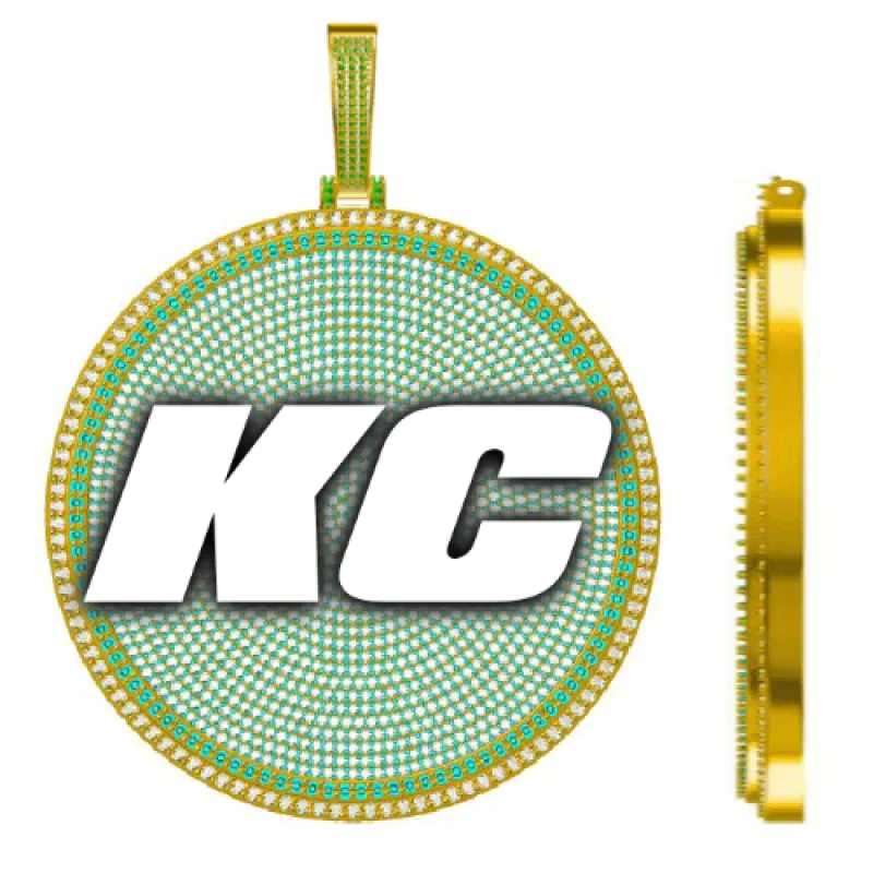 CUSTOM LETTER NECKLACE 3D BIG DISC sold by The GUU Shop