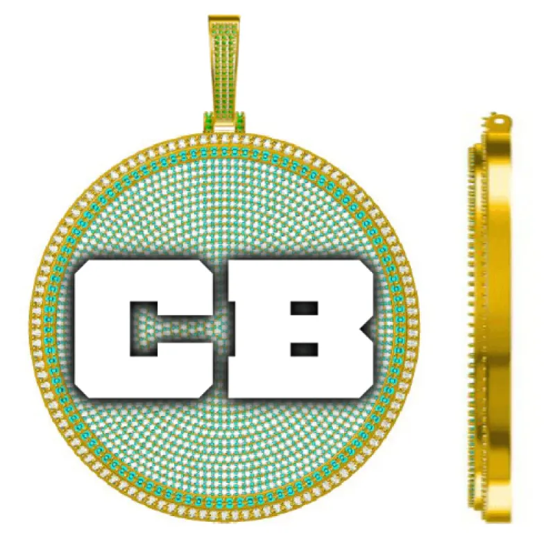 CUSTOM LETTER NECKLACE 3D BIG DISC sold by The GUU Shop