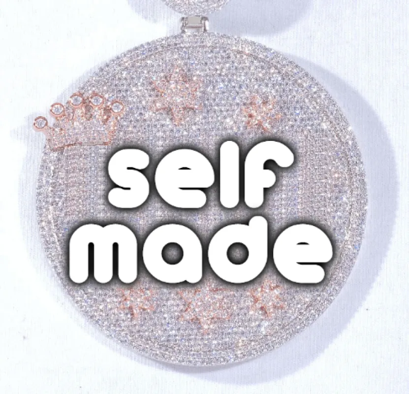 CUSTOM LETTER NECKLACE 3D BIG CROWN DISC sold by The GUU Shop